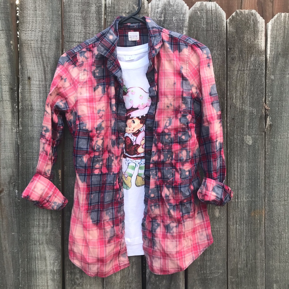 Upcycled distressed bleached flannel size XS